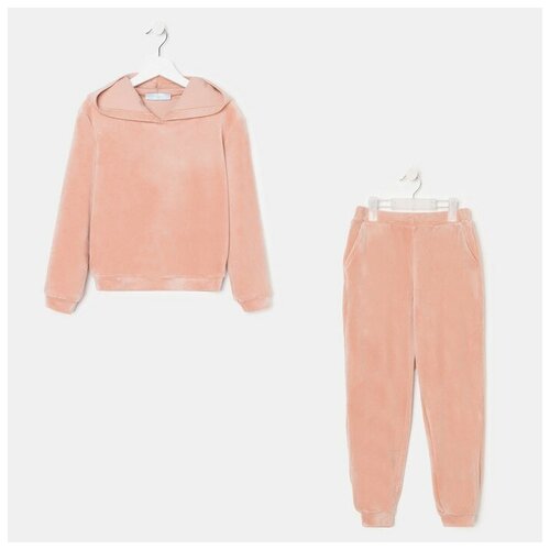 фото Комплект одежды kaftan, толстовка и брюки, повседневный стиль, размер 36, розовый
