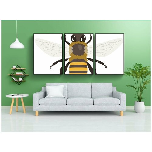 фото Набор модулных постеров для интерьера "пчела, шмель, крылья" 60x90 см. в тубусе, без рамки lotsprints