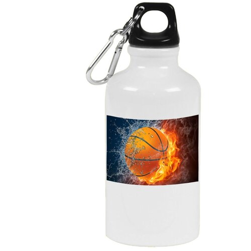 Бутылка с карабином CoolPodarok Баскетбол Баскетбольный мяч Огонь Вода