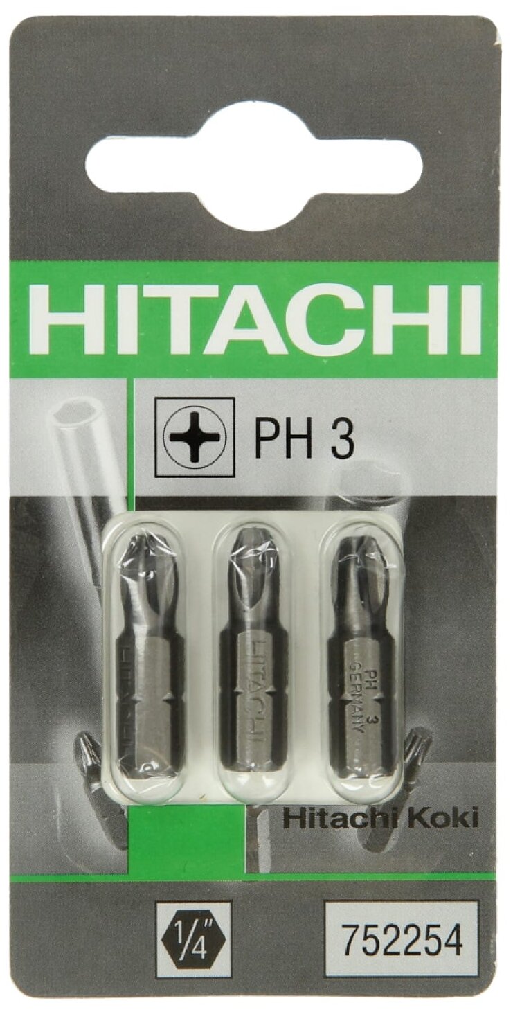 Набор бит Hitachi 752254 3 предм.