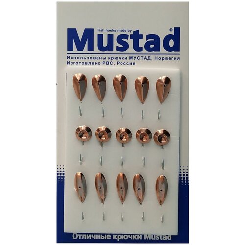 фото Набор мормышек №16 (крупная медь) крючок мустад, 15 штук/блистер рвс