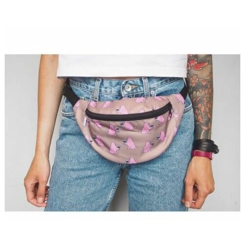 Сумка поясная Край, бежевый, розовый