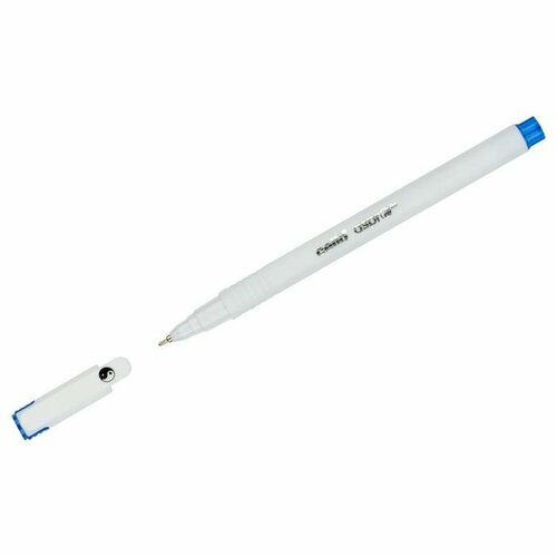 Ручка шариковая Aspro игольчатый узел 0.7мм, синие чернила, матовый белый корпус, 25 шт.