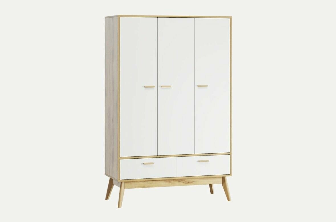 Распашной шкаф Нордик-3 Wood White, 119 см х 50 см х 185 см