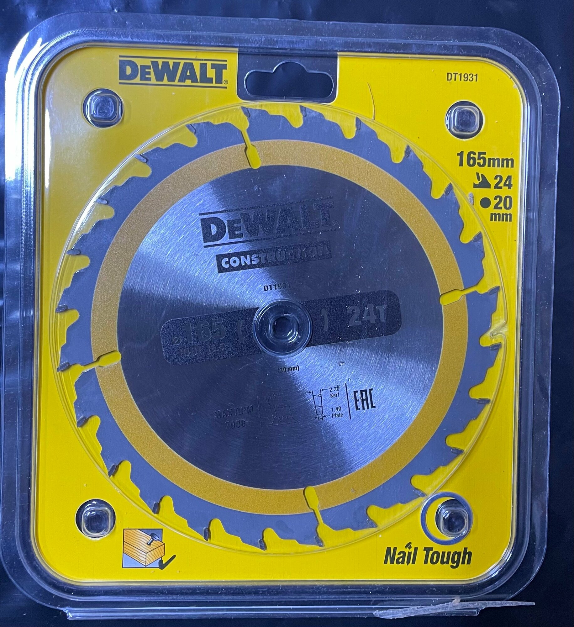 Пильный диск CONSTRUCT (165х20 мм: 24 ATB) Dewalt DT1934 15568188