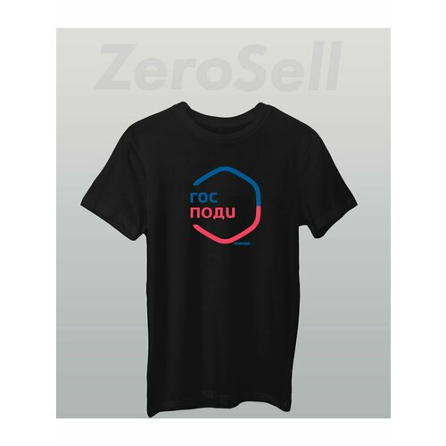 фото Футболка zerosell знак прикол гос поди, размер xs, черный