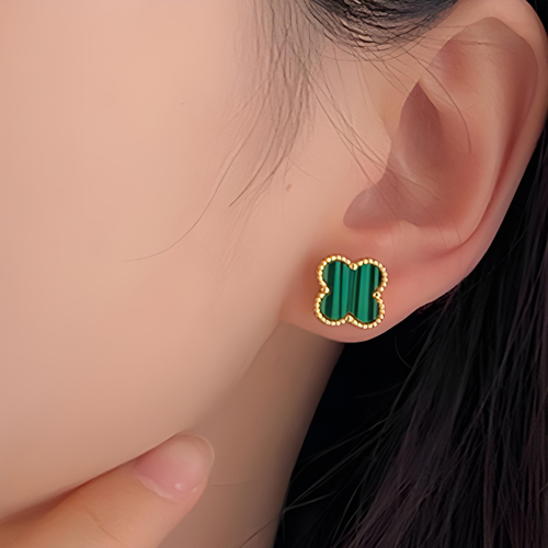 Серьги ROYAL JASMINE, славянский оберег, искусственный камень, размер 13 мм, зеленый в золоте