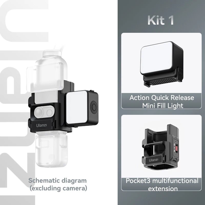 фото Ulanzi LM18 IPX5 Водонепроницаемая подводная светодиодная видеосъемка светильник 5600K для DJI Osmo Action 4/3 и карманные аксессуары для экшн-камеры 3