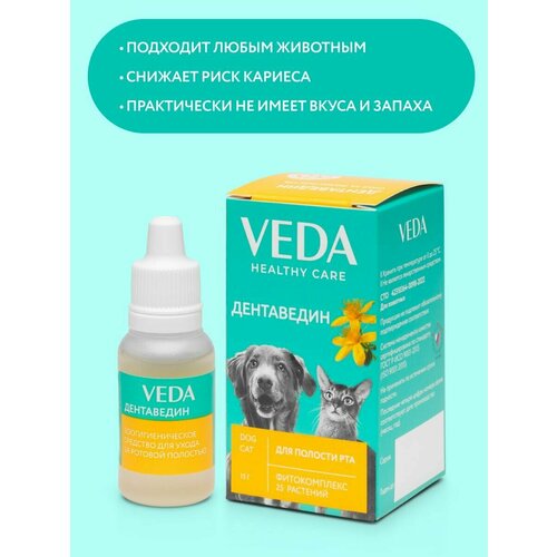 VEDA Дентаведин для ухода за ротовой полостью собак, кошек и других мелких домашних животных , 15 мл , 15 г