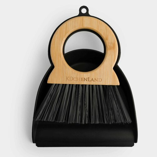 Щетка для мусора с совком 20 см бамбукпластик с круглой ручкой черная Black clean 699₽