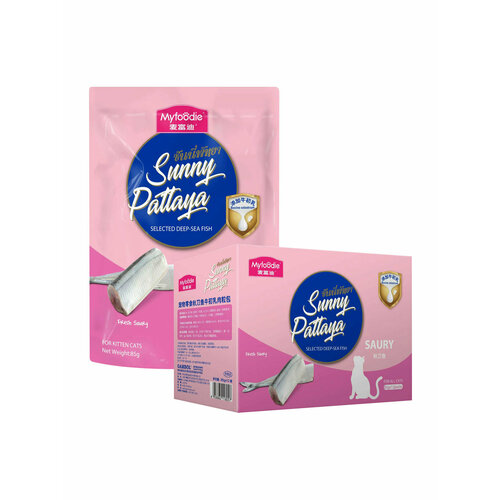 MYFOODIE Пауч паштет для кошек и котят, с сайрой, коровьим молозивом, рыбьим жиром, 85 гр х 12шт