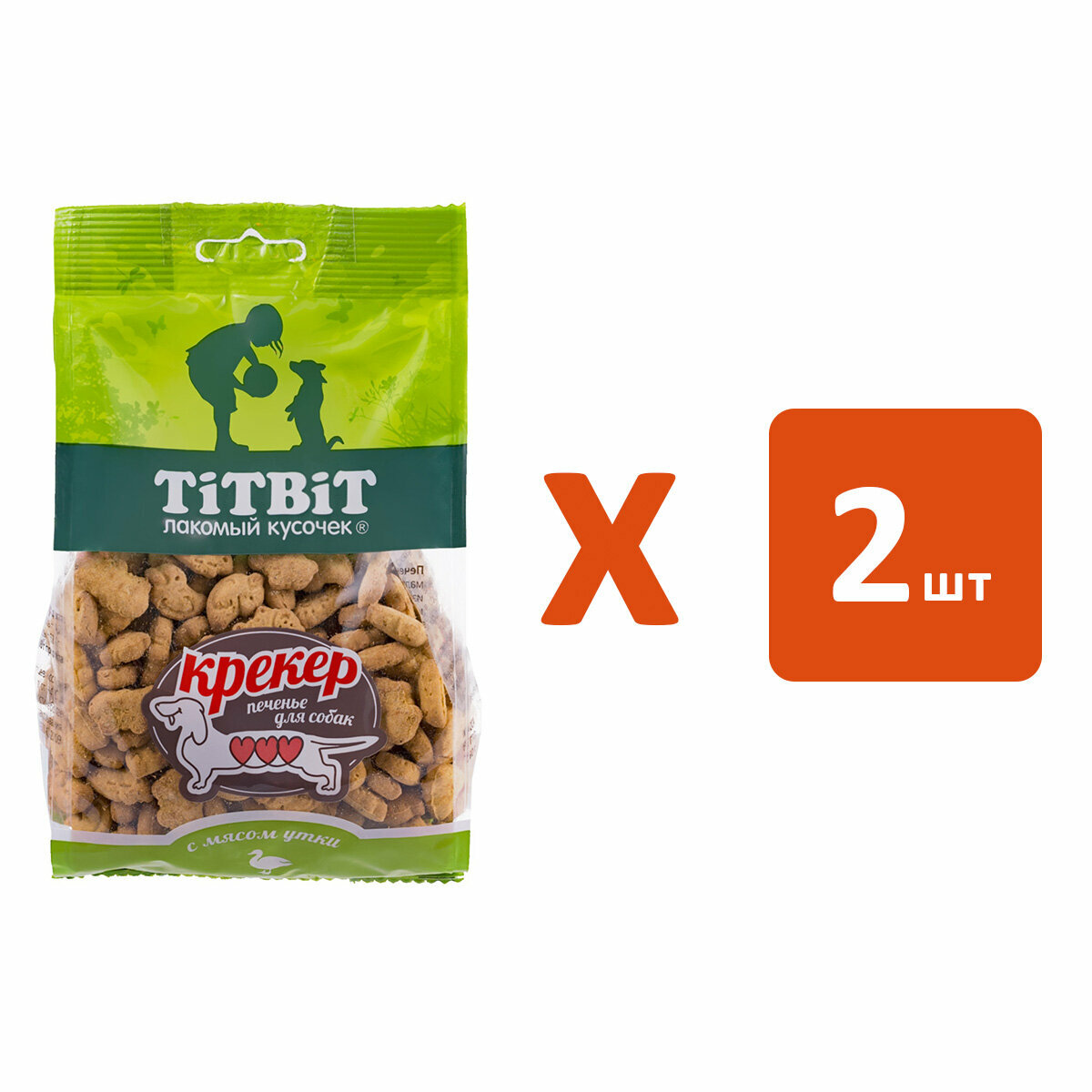 Лакомство TIT BIT для собак маленьких пород крекер с мясом утки (250 гр х 2 шт)