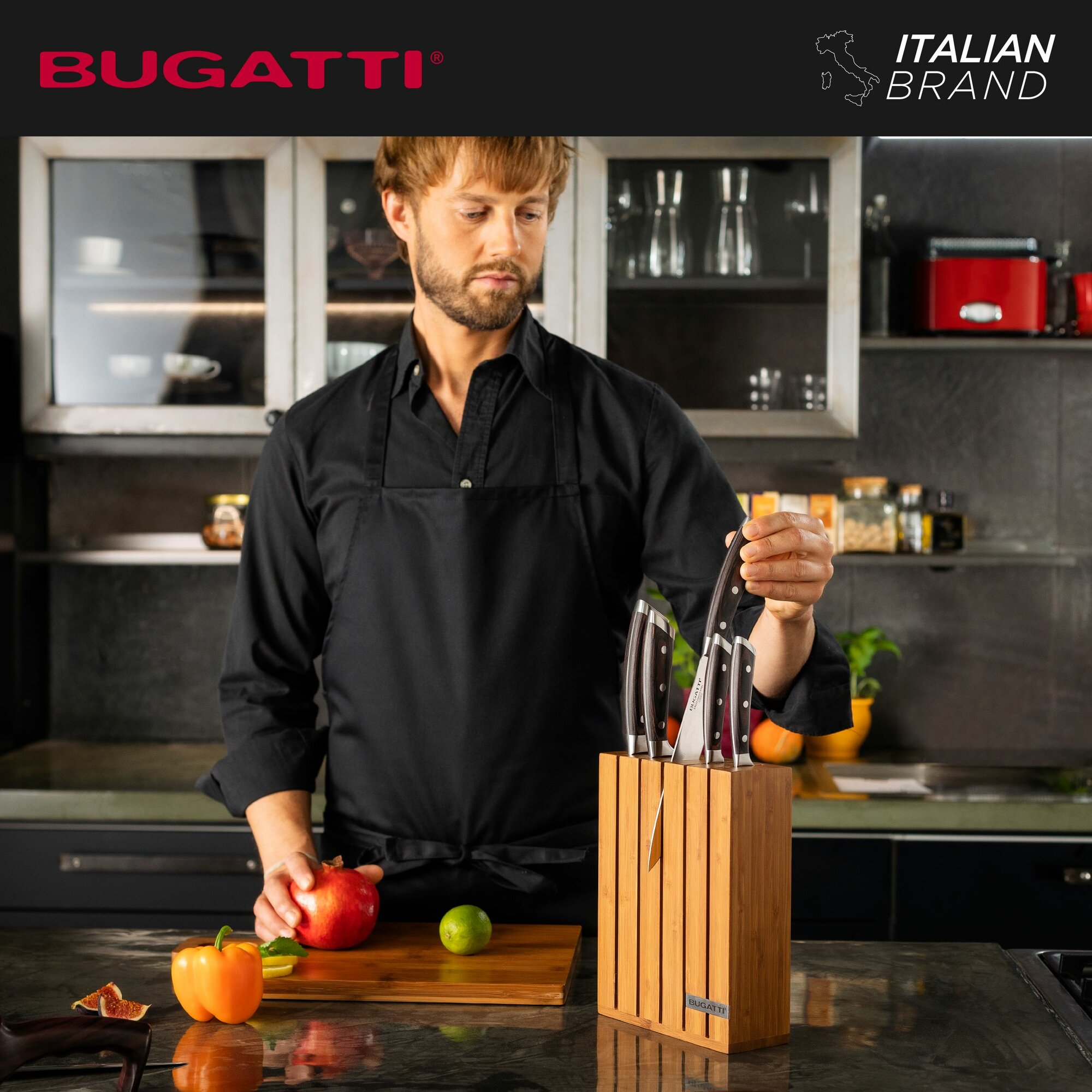 Подставки И Держатели Для Ножей Xiaomi Подставка для ножей магнитная деревянная Bugatti, бамбуковая 24х18, х5,7 см