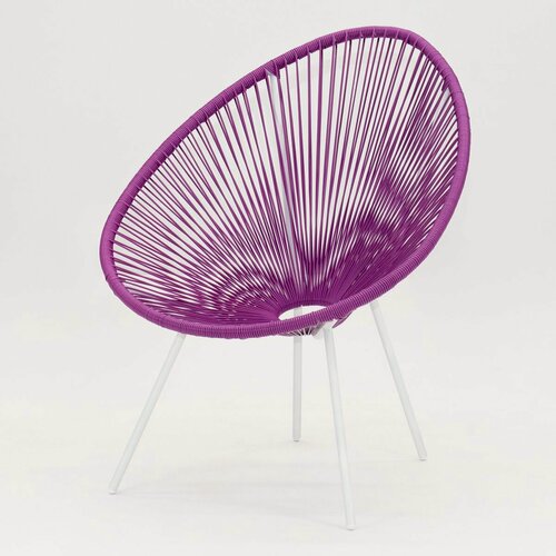 Изображение товара Кресло KORNERA "Акапулько", каркас белый, искусственный ротанг лиловый