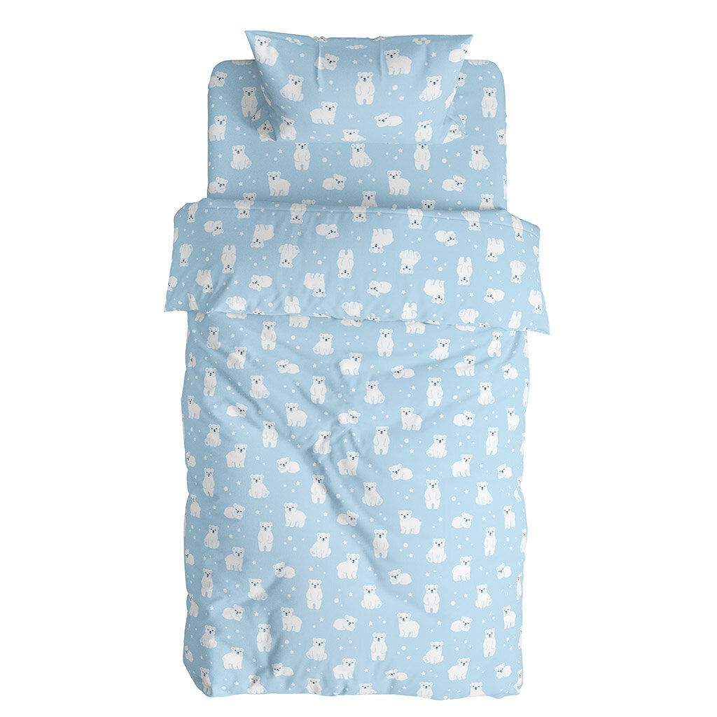 Пододеяльник детский Домашняя мода 1,5 спальный, "Белый мишка" 147х215 см, перкаль 110 г/м2, хлопок 100% (ПО-1,5)