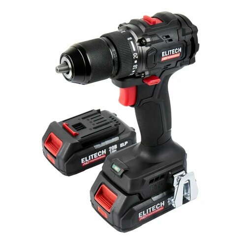 Дрель-шуруповерт аккумуляторная бесщеточная Elitech HD CD20SL2 20 В Li-Ion 2x2 Ач 17300₽