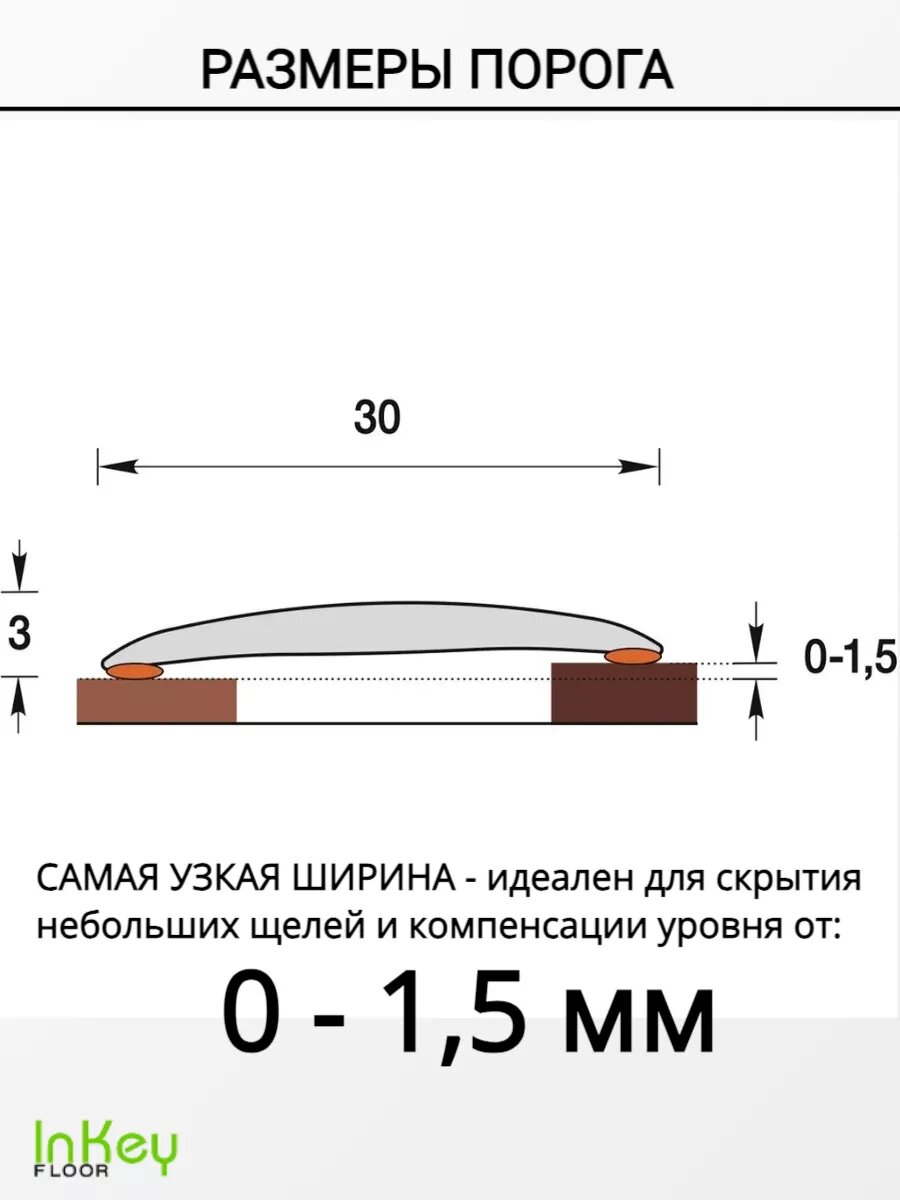 Порог для пола самоклеящийся дуб 2 штуки тонкий сверхпрочный износостойкий — фото 1