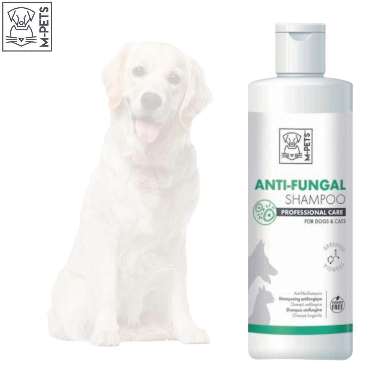 Картинки M-Pets Шампунь для кошек и собак профессиональный уход Противогрибковый 250мл