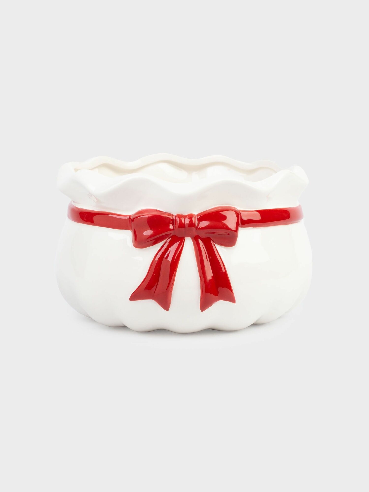 Конфетница 20х12 см керамика молочно-красная Подарочный мешок Christmas traditions