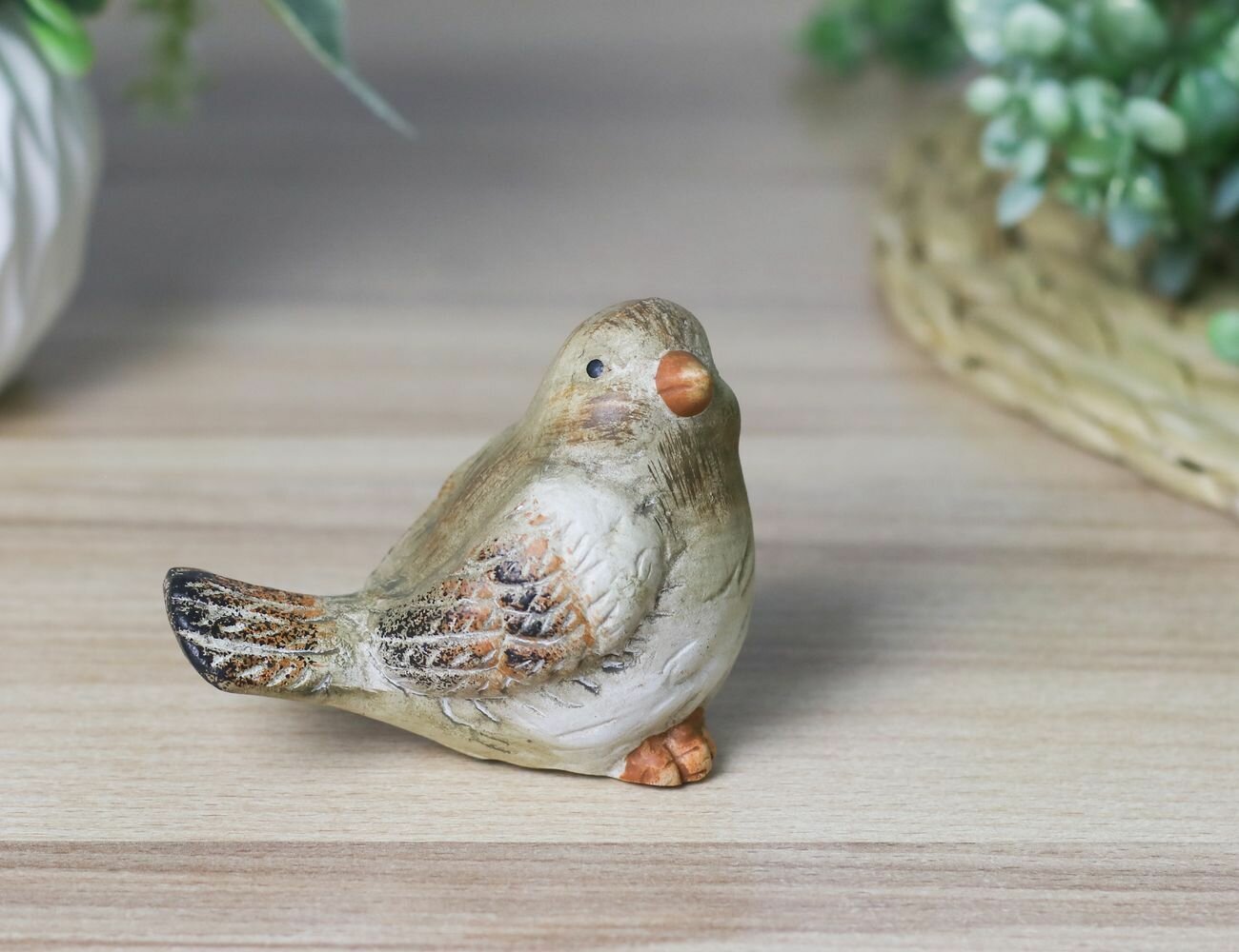 Декоративная фигурка птичка-вьюрок смотрит в право терракота 9 см Kaemingk 521727-1