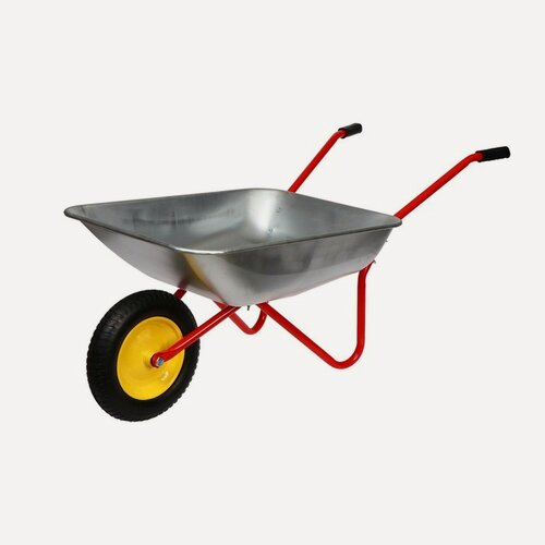 Изображение товара Тачка садовая, одноколёсная: груз/п 80 кг, объём 65 л, красные ручки