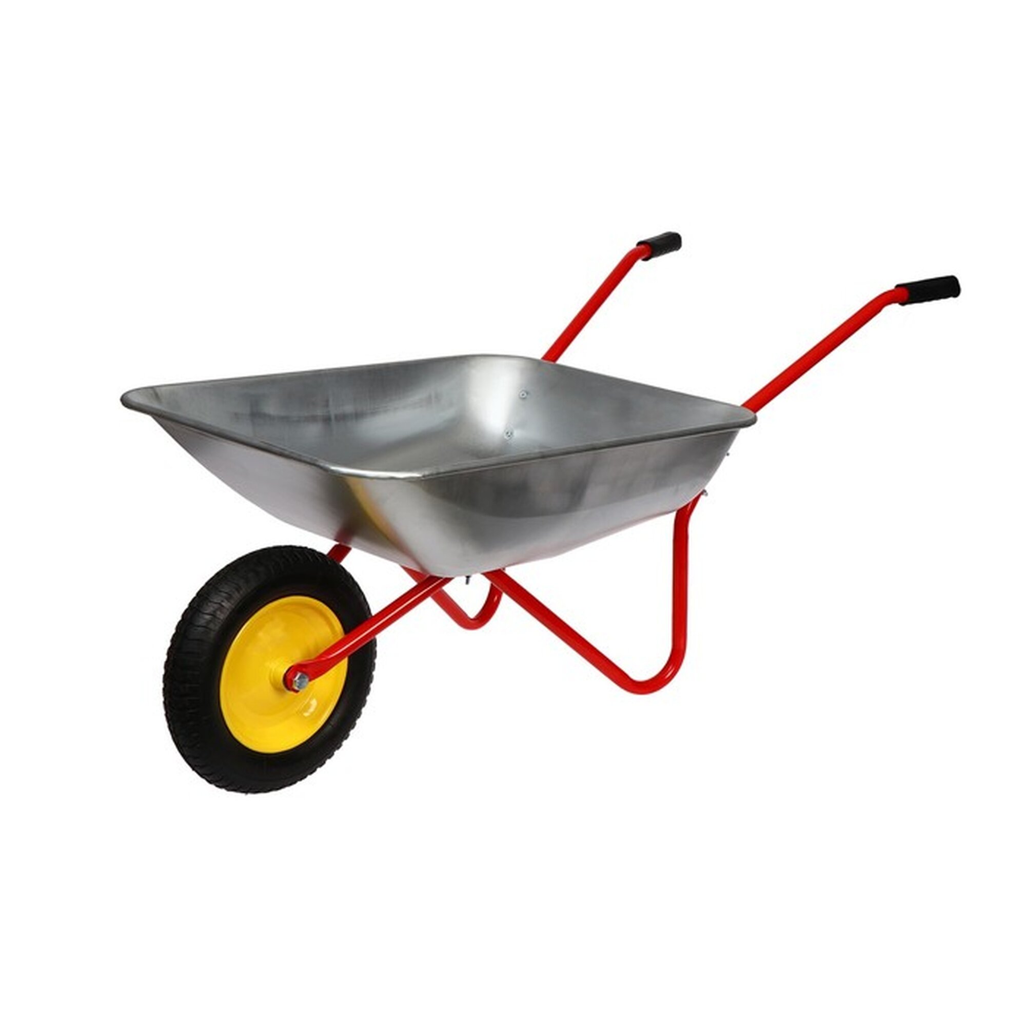 Тачка садовая одноколёсная: груз/п 80 кг объём 65 л красные ручки