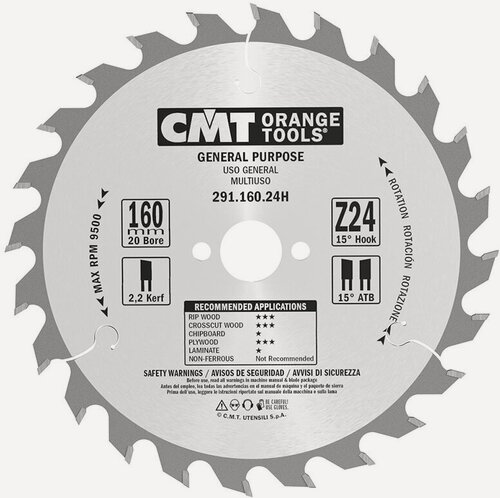 Изображение товара Диск пильный 160X20X2,5/1,6 15гр 15гр ATB Z24