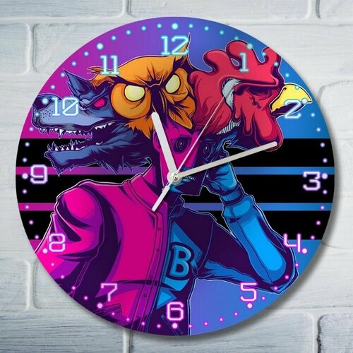 Настенные часы деревянные бесшумные УФ печать Игры Hotline Miami - 7244 1290₽