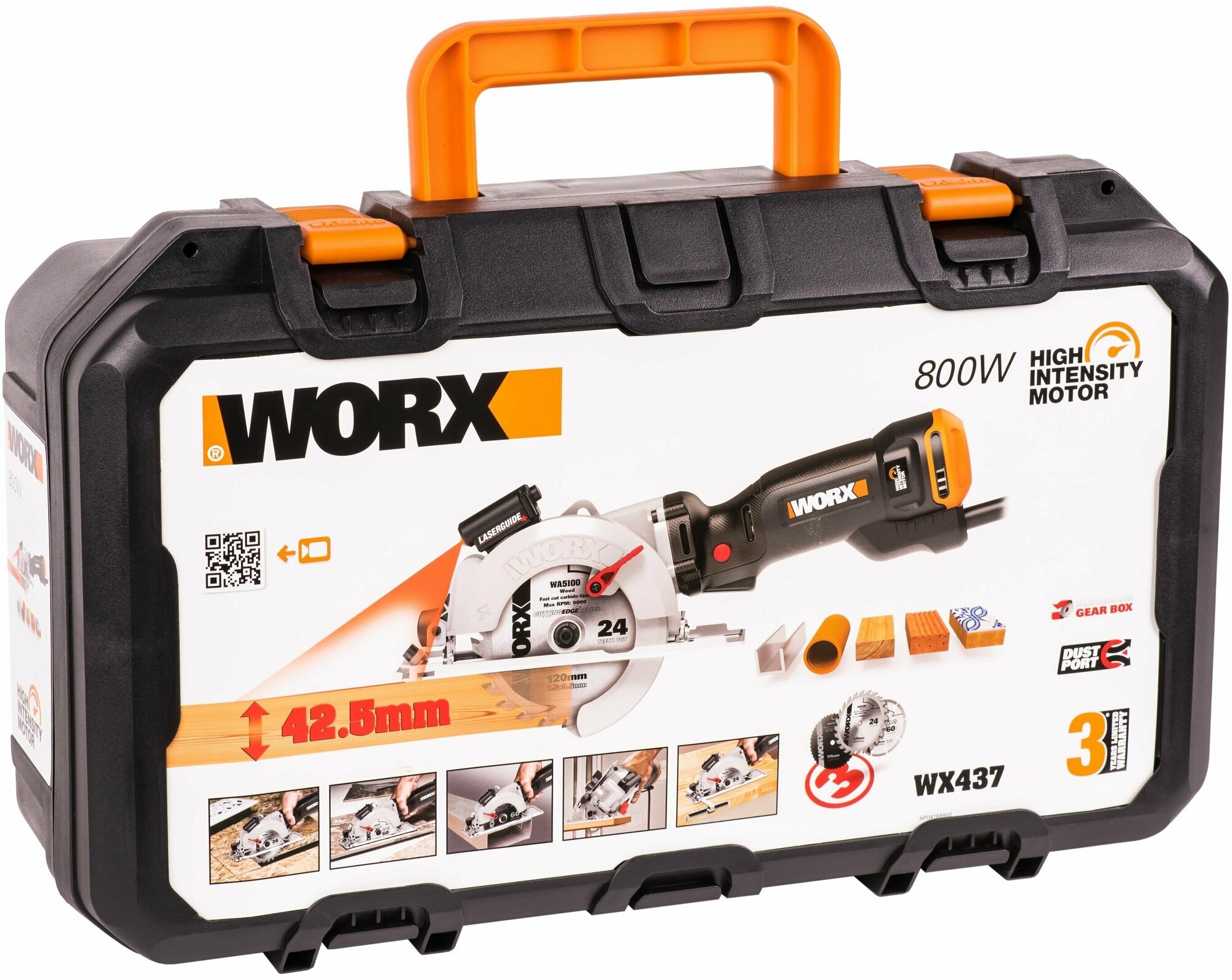 Дисковая пила Worx WX437, 800 Вт черный/оранжевый - фотография № 12