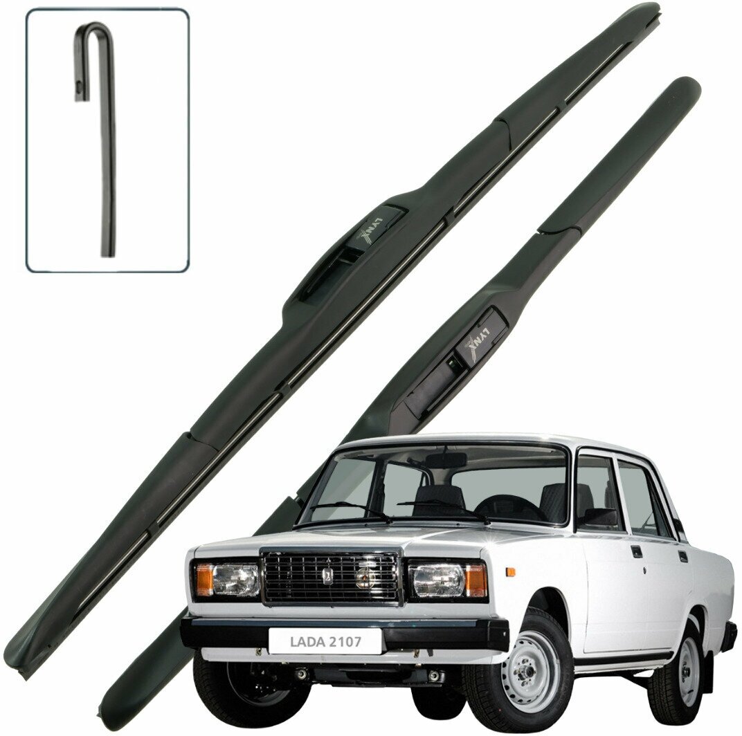 Дворники LADA ВАЗ Лада 21074 1982-2000 2001 2002 2003 2004 2005 2006 2007 2008 2009 2010 2011 2012 Щетки стеклоочистителя гибридные 350мм-350мм 2 шт