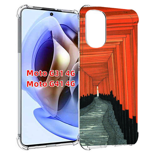 Чехол MyPads красный коридор для Motorola Moto G31 4G / G41 4G задняя-панель-накладка-бампер