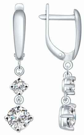 Серьги Diamant online, серебро, 925 проба, фианит