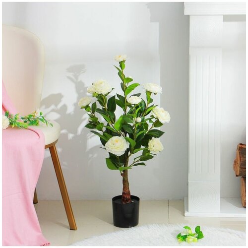 Растение искусственное Роза китайская белая 70см