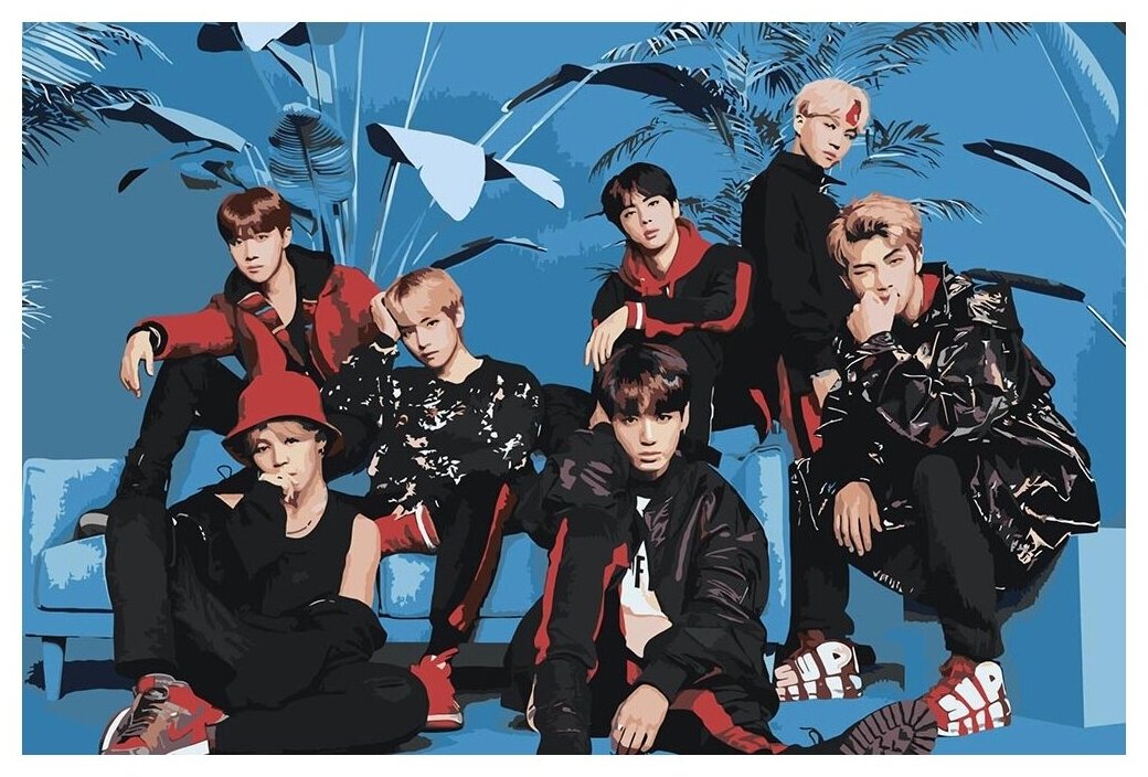 Картина по номерам «Корейская K-POP группа BTS 4», 40x60 см, Живопись по Номерам