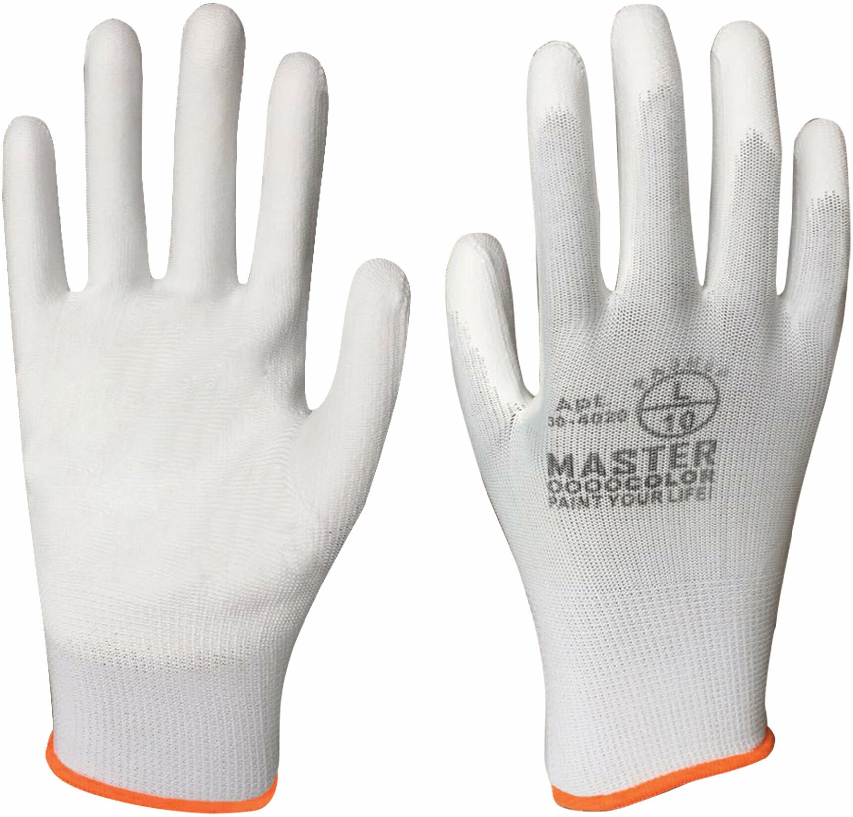 Перчатки белые, полиэстер с обливкой из полиуретана ( водоотталкивающие), р-р XL/10