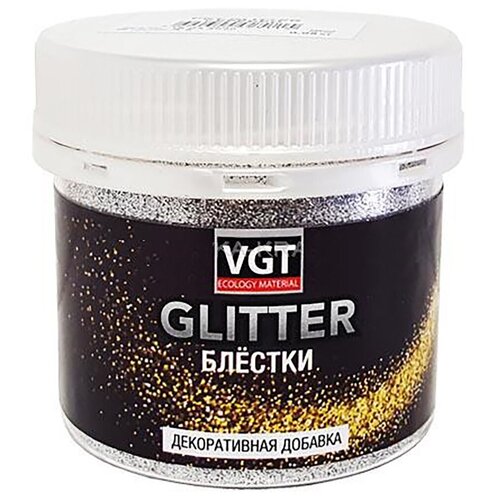 фото Vgt pet glitter добавка декоративная для лессирующих составов, серебро (0,05кг)