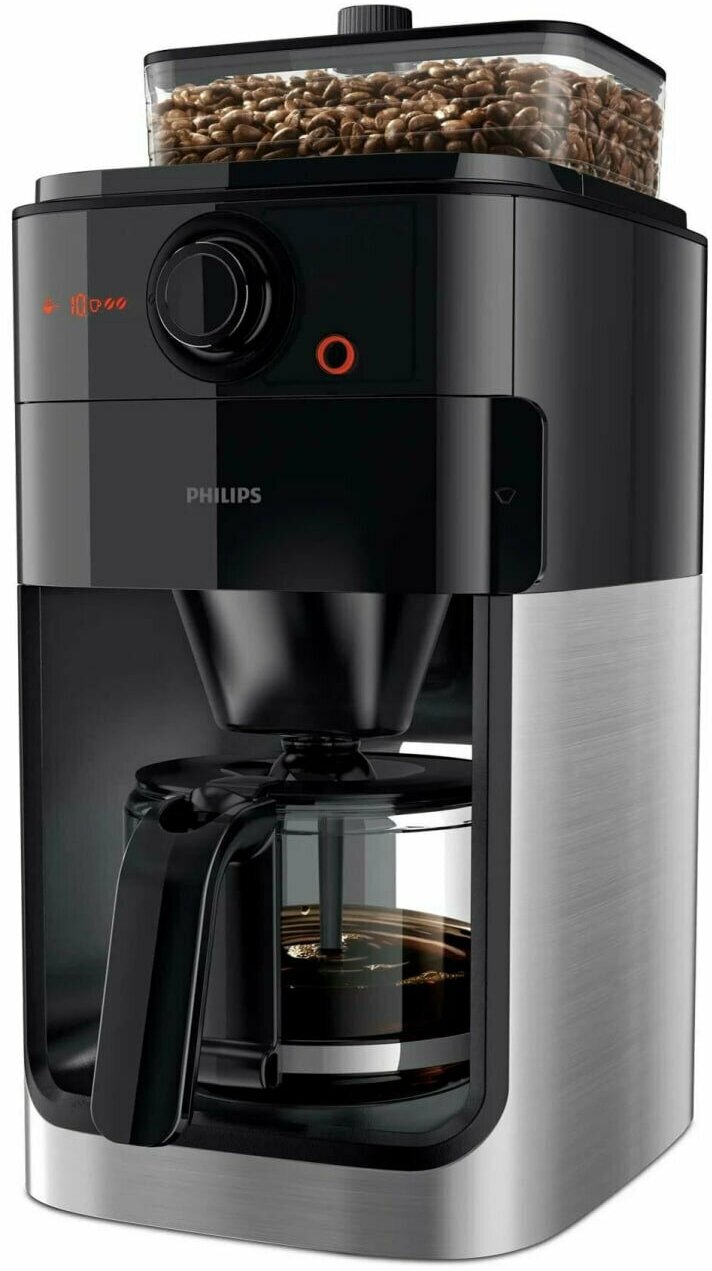 Кофеварка капельная Philips HD7767 Grind & Brew, черный/металлик