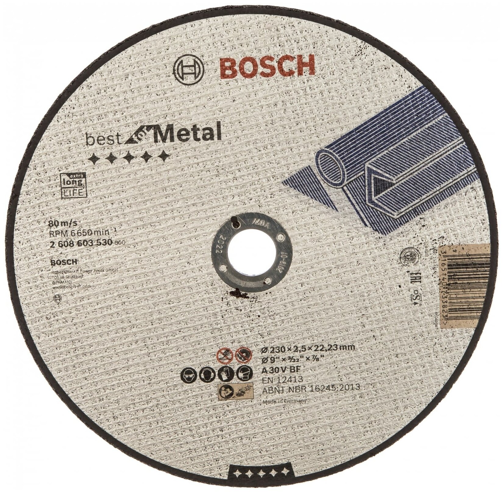 Круг отрезной по металлу (230x2.5х22.2 мм) Bosch 2.608.603.530