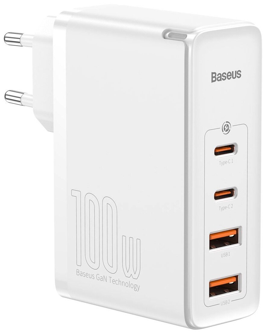 Сетевое зарядное устройство Baseus GaN2 Pro Quick Charger 2C+2U 100W EU (CCGAN2P-L02), белый