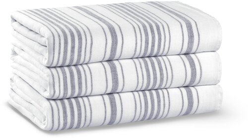 Полотенце из турецкого длинноволокнистого хлопка Stripe Gauze, 100*180 см, белый/темно-серый (white/dark grey)