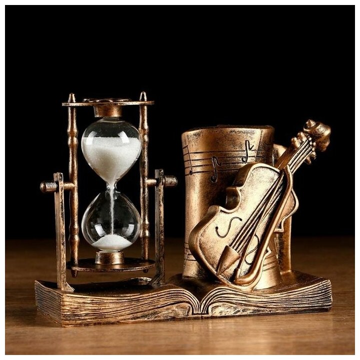 Песочные часы "Скрипка", сувенирные, с карандашницей, 17 х 8 х 13 см 5066606