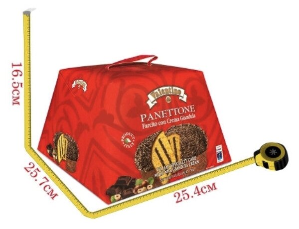 Кекс (кулич) Panettone VALENTINO с шоколадно-ореховым кремом "Джандуйя" 750г, Италия - фотография № 2