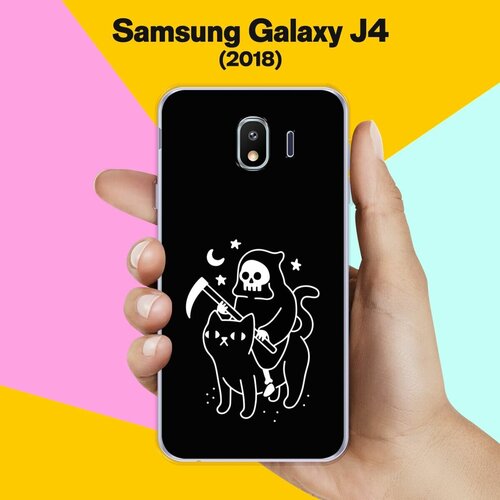 Силиконовый чехол на Samsung Galaxy J4 (2018) Череп и кот / для Самсунг Галакси Джей 4 2018 пластиковый чехол нежные ромбики на samsung galaxy j4 самсунг галакси джей 4