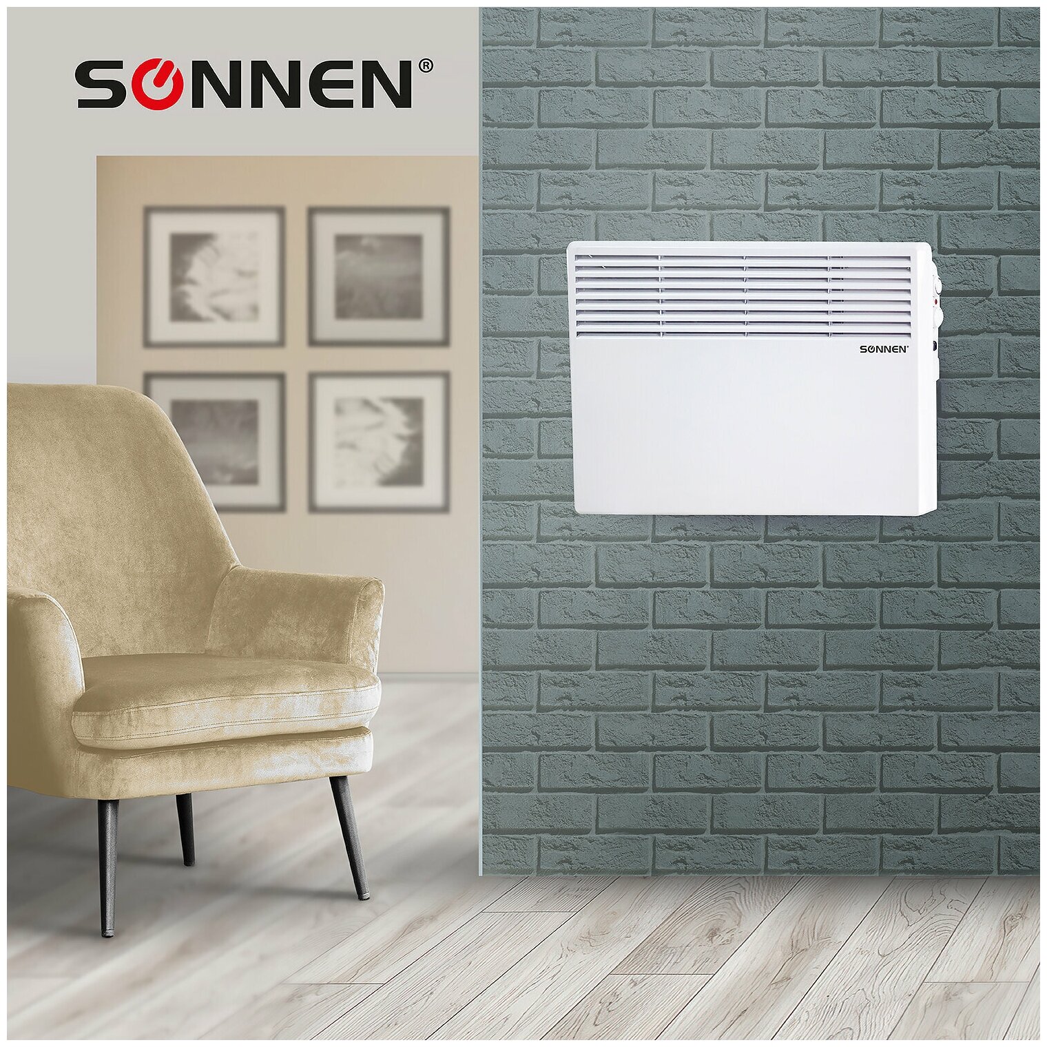 Конвектор SONNEN X-2000, 2 кВт, 20 м², колеса в комплекте, белый - фото №18