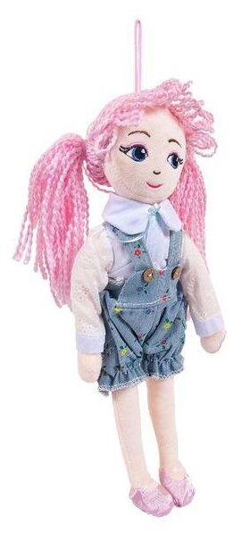 Кукла, с розовыми волосами в шортах, мягконабивная, 35 см Abtoys M6025