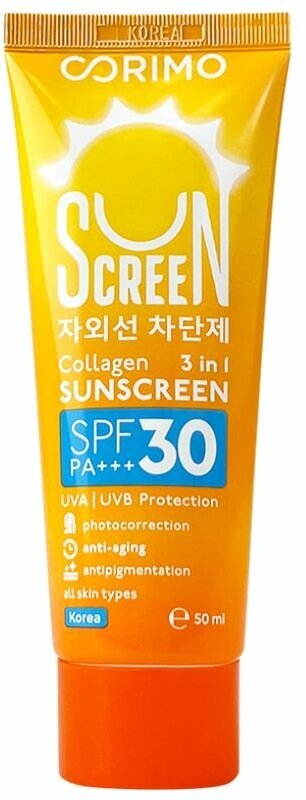 Крем солнцезащитный Corimo SPF30 антивозрастной с коллагеном 50мл SINDO P&G Co., Ltd - фото №2