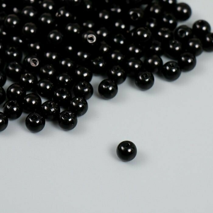 Набор пластиковых бусин "Астра", 6 мм, 25 гр, чёрный 1 шт.