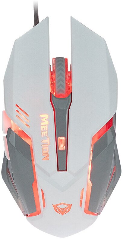 Проводная игровая мышь MeeTion, RGB, 2400 dpi, 1.6 м, USB, 6 кнопок, белый/серый {MT-M915-WH}