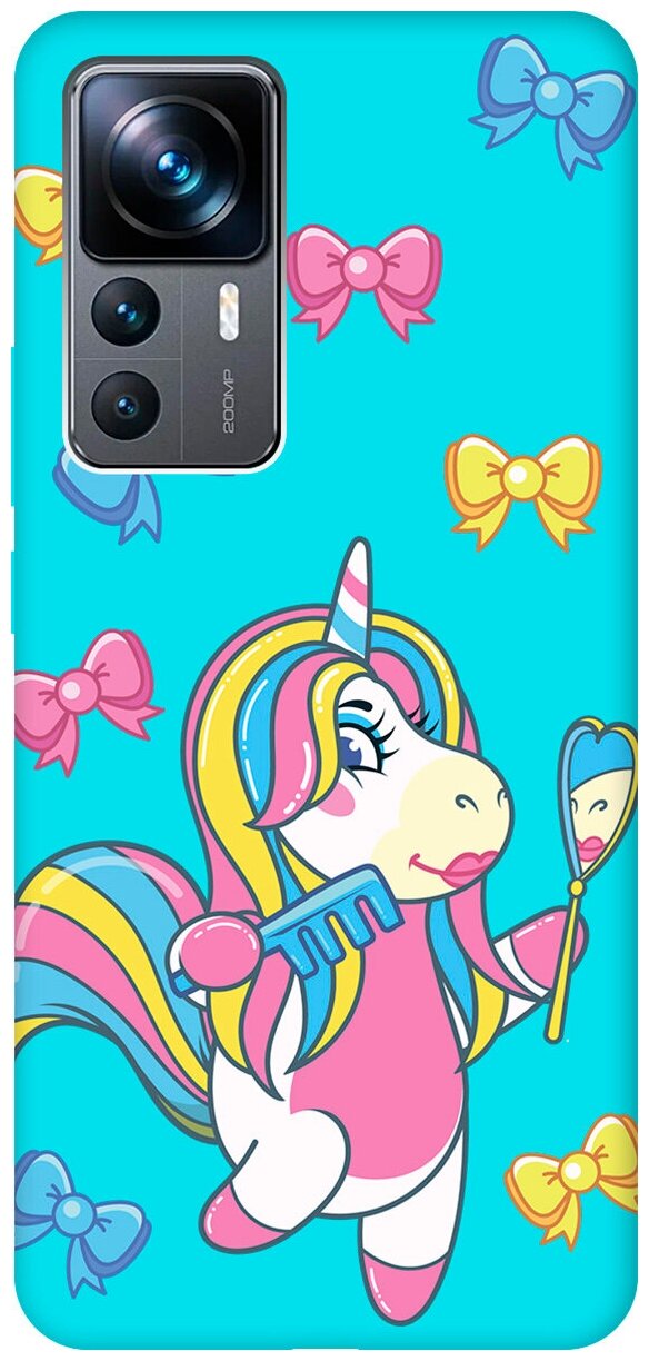 Матовый чехол Lady Unicorn для Xiaomi 12T / 12T Pro / Сяоми 12Т / 12Т Про с 3D эффектом мятный