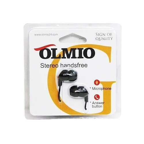Наушники стереогарнитура внутриканальные черные OLMIO 21600₽